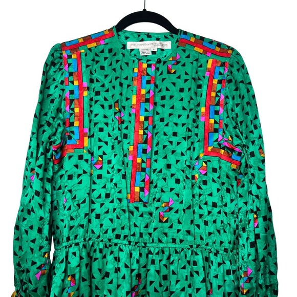 Anne Crimmins Umi Collections 80s Silk Long Sleeve Button Front Maxi Dress Sz 4 - Picture 2 of 8